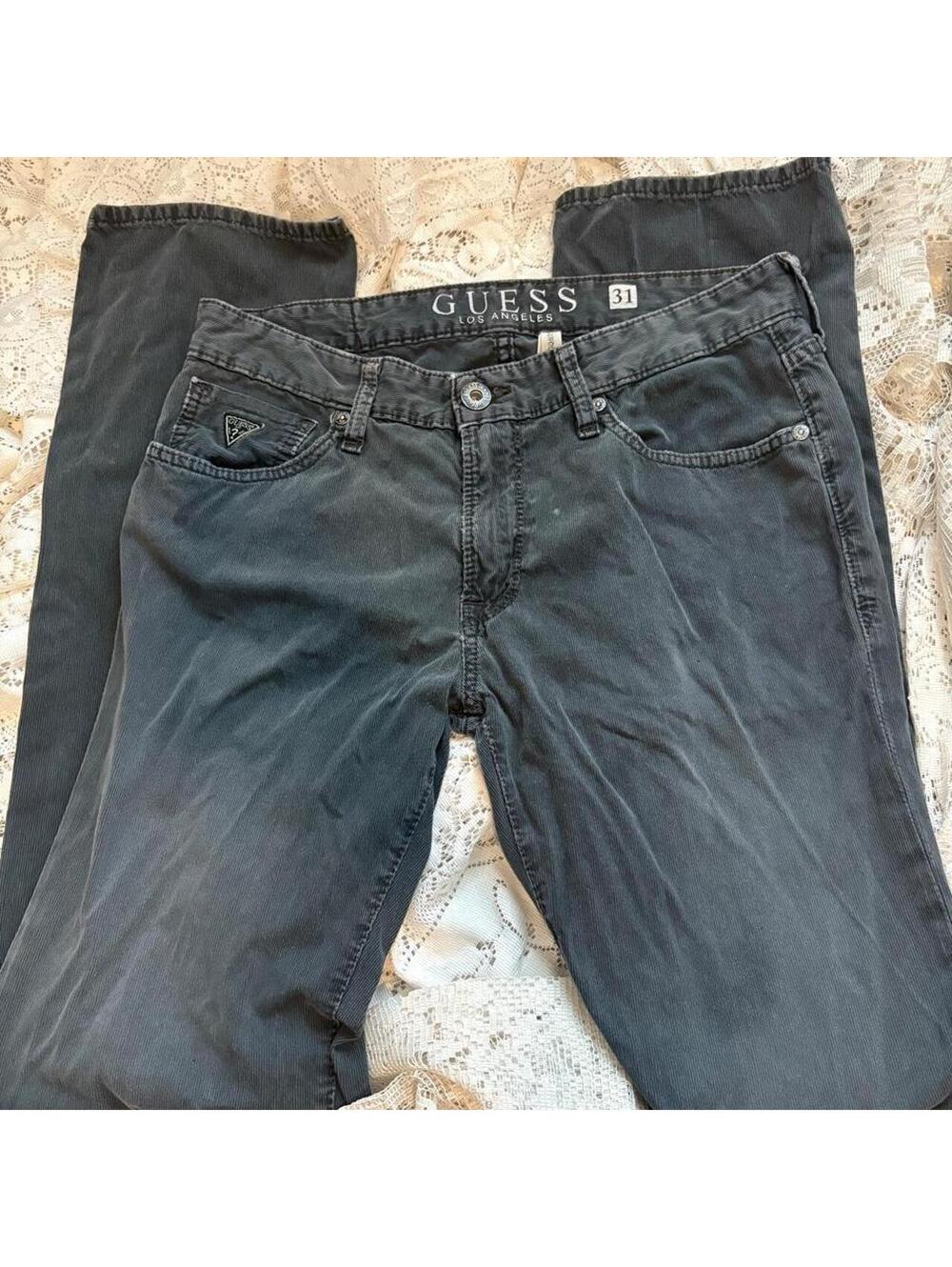 Guess Men's Black and Grey Trousers